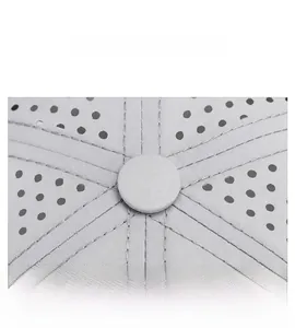 Macro view of quick-dry baseball cap top with laser-cut breathability holes and stitching