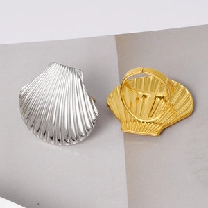304 stainless steel shell ring with sea element design in gold and silver finish