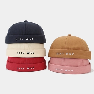 Bonnet Docker En Coton Rétro Sans Bord Broderie Stay Wild Boucle Métallique Réglable Streetwear Hip Hop Miki Hat