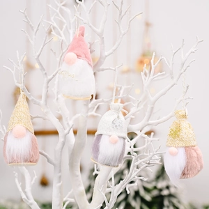 Weihnachts Gnom Anhänger Gestrickt Plüsch Holzsockel Gesichtslose Puppe Für Weihnachtsbaum Haus Festliche Party Dekoration