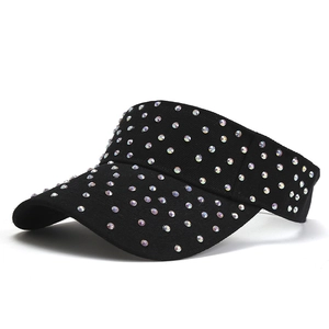 Rhinestone Sun Visor Hat Polyester Adjustable Breathable UV Protection Outdoor Travel Sport For Women Men