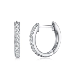 S925 sterling silver hoop earrings with sparkling cubic zirconia pave setting in silver