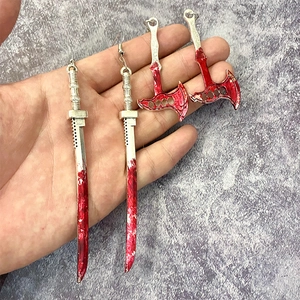 Gothic bloody dagger and axe silver earrings for Halloween party costume jewelry