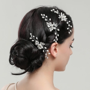 Forcine Per Capelli Da Sposa A Forma Di U Perla Artificial Strass Fiore Foglia Accessori Da Sposa Per Donna Fatti A Mano