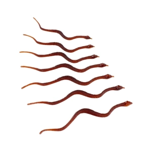 Set of seven realistic brown plastic snake toys for Halloween pranks and decor