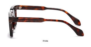 Detail view of the tortoise square sunglasses showing side profile and temple hinges