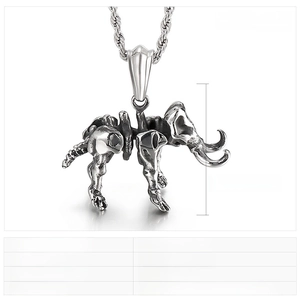 Detailed size specifications of the stainless steel mammoth skeleton punk pendant necklace