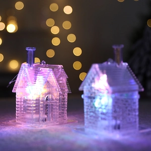 Décoration de maison de Noël transparente lumineuse avec LED et effet bokeh