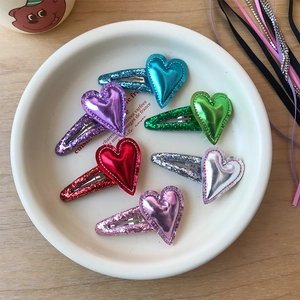 Simpatici Fermagli per Capelli a Cuore con Paillettes in Pelle PU per Ragazze Fermagli BB a Cuore Glitterati per Bambini