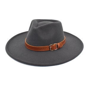 Chapeau Fedora Classique À Bord Large Pour Femmes Hommes Coton Polyester Feutre De Laine Chapeau Jazz Avec Boucle En Cuir