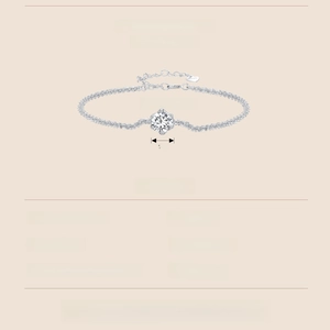 Detailed view of S925 sterling silver 1ct moissanite bracelet with 160+50mm length
