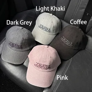 Set of four cotton baseball caps with Zero Garage embroidery in dark grey and khaki