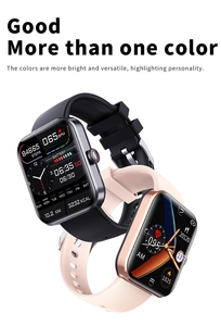 Modern F57L smartwatches in black and pink with heart rate and sleep monitoring screens