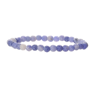Détail macro du bracelet en perles d'agate veines de dragon bleu-violet de 6mm