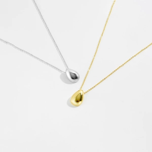 Teardrop Pendant Necklace Minimalist Copper High Polished Glossy Niche Design Layering Jewelry For Women Elegant Stylish