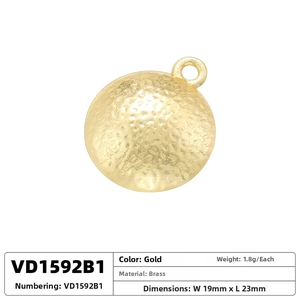 Detailed specs of round brass flower pendant 19x23mm with hammer texture gold finish