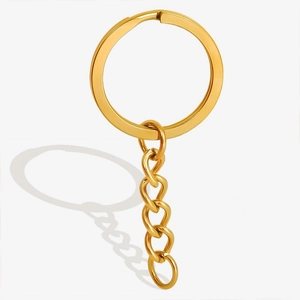 Keychain Rings With Link Chain 304 Stainless Steel 18K Gold Plated Split Key Rings For DIY Jewelry Making Accessories