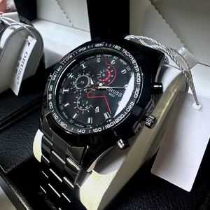 Quartz Watch Men Stainless Steel Band Waterproof Luminous Date Chronograph Business Casual Fashion Wristwatch