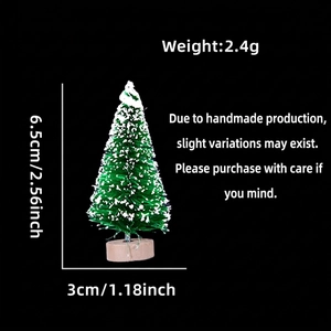 Mini sisal Christmas tree with wood base measuring 6.5cm height and 3cm diameter