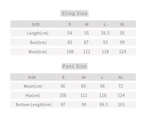 Detailed size chart for women's ice silk pajama set including top and pants measurements