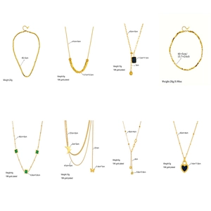 Collection of 18K gold plated necklaces featuring heart and butterfly pendant designs