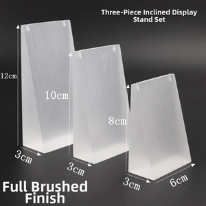 Three-piece acrylic pendant display set with brushed texture finishes in varied heights
