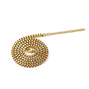 Polished golden titanium steel box chain necklace with lobster clasp and extender