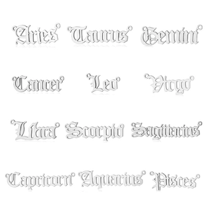 Zodiac Constellation Pendants Stainless Steel Gothic Letter Charms For DIY Jewelry Making Necklaces Bracelets Accessories