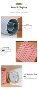 Close-up of diamond pattern texture and 360 rotating base of the makeup brush holder