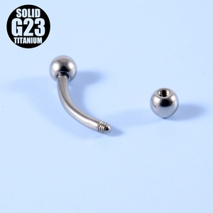 G23 titanium curved barbell piercing for eyebrow or lip with high-polished metal finish