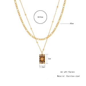Detailed size specifications of the double-layer stainless steel evil eye pendant necklace