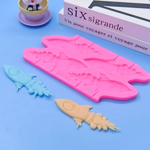 Stampo in silicone a forma di razzo a 4 cavità per dolci fai da te e decorazioni