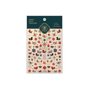 Chinese New Year nail art stickers M-1366 with enamel horse and fortune motifs