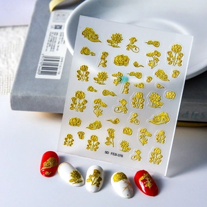 5D Embossed Nail Stickers Golden Rose Flower Self Adhesive Waterproof Relief Nail Art Decals DIY Manicure Decoration