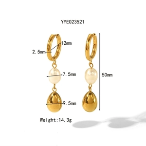 Detailed view of baroque pearl tassel earrings with dimensions and 50mm length specifications