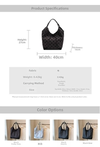 Detailed dimension chart for canvas tote bag showing size measurements and weight data