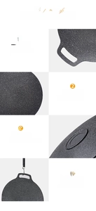 Detail of Maifan stone grill pan with non-stick surface, integrated handle and anti-slip base