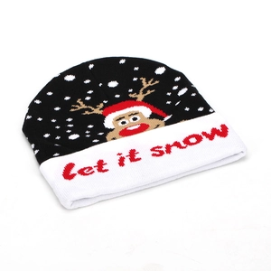 Berretto in Maglia Jacquard di Natale Renna Babbo Natale Pupazzo di Neve Invernale Caldo Acrilico Cappello da Festa per Uomo Donna