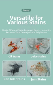 Down jacket cleaning wipes removing oil, juice, ink, and jam stains from fabric