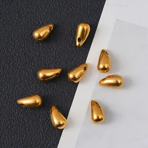 Golden teardrop stainless steel pendants with holes for DIY jewelry making and crafts