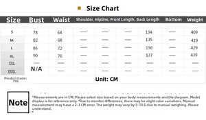Detailed size chart for the sequin V-neck evening dress with measurements in CM