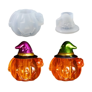 Moule en silicone pour bougie citrouille d'Halloween avec chapeau de sorcière DIY