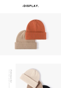 Close-up of thick ribbed knit texture on colorful warm winter beanie hats for women