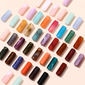 Colorful marble textured acrylic cylinder beads for DIY jewelry and necklace crafting