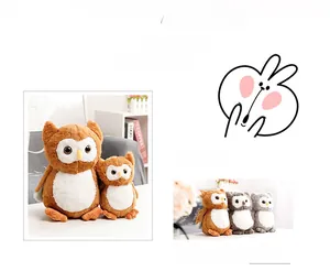 Detail of plush owl toy showing soft fluffy texture and big round eyes for home decor