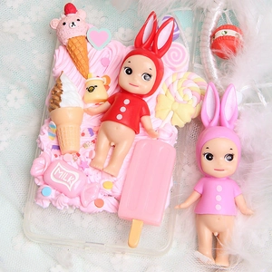 Pink DIY resin phone case charm featuring bear cream ice cream and sweet accessories