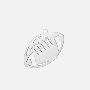 Polished stainless steel American football pendant charm for DIY jewelry making
