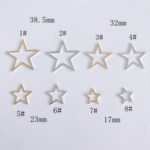 DIY metal star pendant frames in gold and silver colors with various sizes from 17mm to 38.5mm