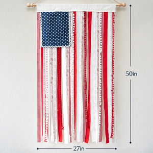 American Flag ribbon wall hanging decor with 27x50 inch size for Independence Day