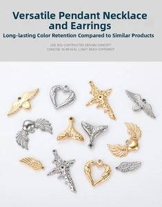 DIY stainless steel charms in heart, wing, and mermaid tail shapes for jewelry making